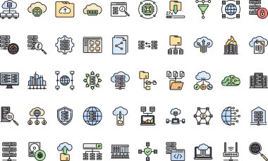 Düzenlenebilir Vuruşlu Büyük Veri Simgeleri Yüksek Kalite Vektör Simgeleri Koleksiyonu. Profesyonel ve Yaratıcı Projeler için ideal.