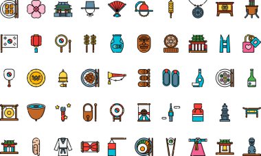 Kore 'de Yüksek Kalite Vektör Simgesi Koleksiyonu Düzenlenebilir Vuruşla simgesi. Profesyonel ve Yaratıcı Projeler için ideal.