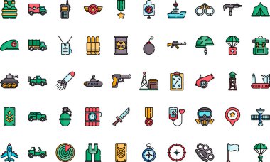 Askeri simgeler Yüksek Kaliteli Vektör Simgeleri Düzenlenebilir Darbe Koleksiyonu. Profesyonel ve Yaratıcı Projeler için ideal.