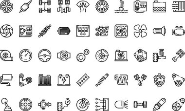 Araba motoru simgeleri Yüksek Kaliteli Vektör Simgeleri Koleksiyonu Düzenlenebilir Vuruşlu. Profesyonel ve Yaratıcı Projeler için ideal