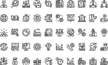 Düzenlenebilir Vuruşlu Ekonomi Simgeleri Yüksek Kalite Vektör Simgeleri Koleksiyonu. Profesyonel ve Yaratıcı Projeler için ideal