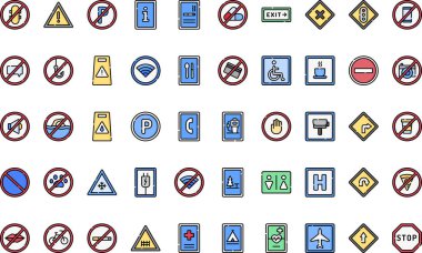 Sinyal ve yasaklama simgeleri Düzenlenebilir Vuruşla Yüksek Kalite Vektör Simgeleri Koleksiyonu. Profesyonel ve Yaratıcı Projeler için ideal.