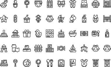 Bebek simgeleri Yüksek Kaliteli Vektör Simgeleri Koleksiyonu Düzenlenebilir Vuruşlu. Profesyonel ve Yaratıcı Projeler için ideal