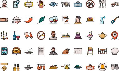 Düzenlenebilir Vuruşlu Restoran simgeleri Yüksek Kalite Vektör Simgeleri Koleksiyonu. Profesyonel ve Yaratıcı Projeler için ideal.
