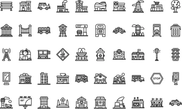 Düzenlenebilir Vuruşlu Şehir Simgeleri Yüksek Kalite Vektör Simgeleri Koleksiyonu. Profesyonel ve Yaratıcı Projeler için ideal.