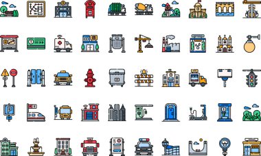 Düzenlenebilir Vuruşlu Şehir Simgeleri Yüksek Kalite Vektör Simgeleri Koleksiyonu. Profesyonel ve Yaratıcı Projeler için ideal.