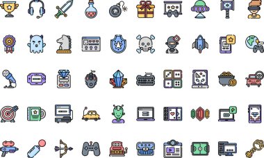 Oyun simgeleri Yüksek Kaliteli Vektör Simgeleri Koleksiyonu Düzenlenebilir Vuruşlu. Profesyonel ve Yaratıcı Projeler için ideal.