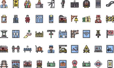 Tren istasyonu simgeleri Düzenlenebilir Vuruşlu Yüksek Kaliteli Vektör Simgeleri Koleksiyonu. Profesyonel ve Yaratıcı Projeler için ideal.