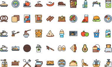 Breakfast simgeleri Yüksek Kaliteli Vektör Simgeleri Koleksiyonu Düzenlenebilir Vuruşlu. Profesyonel ve Yaratıcı Projeler için ideal.