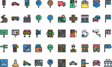 Otoyol simgeleri Yüksek Kaliteli Vektör Simgeleri Koleksiyonu Düzenlenebilir Vuruşlu. Profesyonel ve Yaratıcı Projeler için ideal.