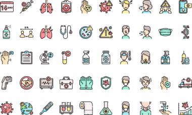 Coronavirus simgeleri Düzenlenebilir Vuruş ile Yüksek Kalite Vektör Simgeleri Koleksiyonu. Profesyonel ve Yaratıcı Projeler için ideal.