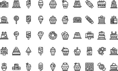 Şekerleme simgeleri Yüksek Kaliteli Vektör Simgeleri Koleksiyonu Düzenlenebilir Vuruşlu Profesyonel ve Yaratıcı Projeler için ideal