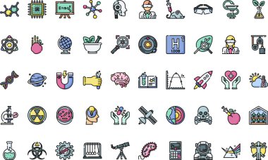 Yüksek Kalite Vektör Simgesi Koleksiyonu Düzenlenebilir Vuruşla Bilim simgeleri. Profesyonel ve Yaratıcı Projeler için ideal.