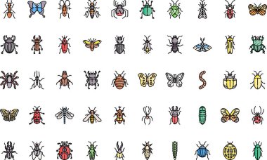 Böcekler Yüksek Kaliteli Vektör Simgeleri Koleksiyonu Düzenlenebilir Vuruşlu simgeleri. Profesyonel ve Yaratıcı Projeler için ideal.