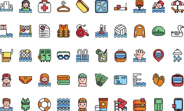 Yüzme havuzu simgeleri Düzenlenebilir Vuruşlu Yüksek Kaliteli Vektör Simgeleri Koleksiyonu. Profesyonel ve Yaratıcı Projeler için ideal.