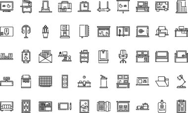 Çalışma alanı simgeleri Basit vektör simgesi. Web mobil UI ögesi için resimleme sembolü tasarım şablonu. 