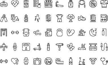 Spor salonu simgeleri basit vektör simgesi. Web mobil UI ögesi için resimleme sembolü tasarım şablonu. 