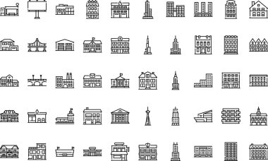 Kentsel yapı simgeleri basit vektör simgesi. Web mobil UI ögesi için resimleme sembolü tasarım şablonu. 