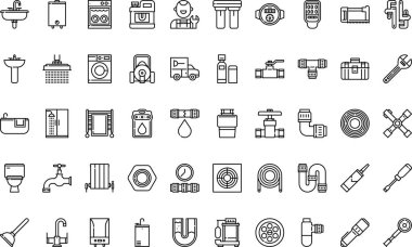 Tesisat araçları ve element simgeleri basit vektör simgesi. Web mobil UI ögesi için resimleme sembolü tasarım şablonu. 