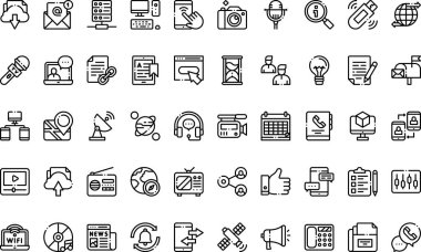 Medya ve iletişim simgeleri Basit vektör simgesi. Web mobil UI ögesi için resimleme sembolü tasarım şablonu. 