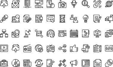 Medya ve iletişim simgeleri Basit vektör simgesi. Web mobil UI ögesi için resimleme sembolü tasarım şablonu. 