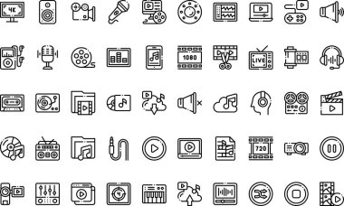 Ses ve görüntü simgeleri Basit vektör simgesi. Web mobil UI ögesi için resimleme sembolü tasarım şablonu. 