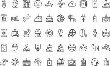 Nesnelerin İnternet simgeleri Basit vektör simgesi. Web mobil UI ögesi için resimleme sembolü tasarım şablonu. 