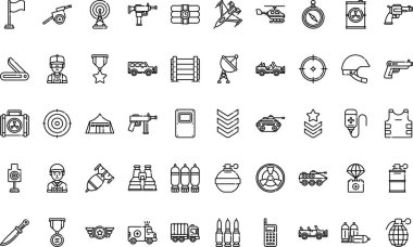 Askeri simgeler basit vektör ikonu. Web mobil UI ögesi için resimleme sembolü tasarım şablonu. 