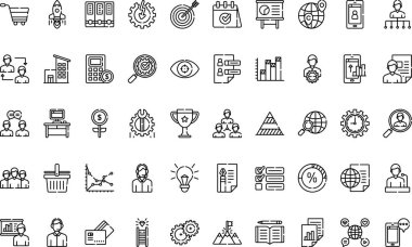 İş yönetimi simgeleri basit vektör simgesi. Web mobil UI ögesi için resimleme sembolü tasarım şablonu. 