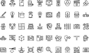 Yaratıcı süreç simgeleri Basit vektör simgesi. Web mobil UI ögesi için resimleme sembolü tasarım şablonu. 