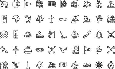 Kış sporları simgeleri basit vektör simgesi. Web mobil UI ögesi için resimleme sembolü tasarım şablonu. 