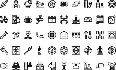 Araba tamiri simgeleri Yüksek Kaliteli Vektör Simgeleri Koleksiyonu Düzenlenebilir Darbe ile. Profesyonel ve Yaratıcı Projeler için ideal