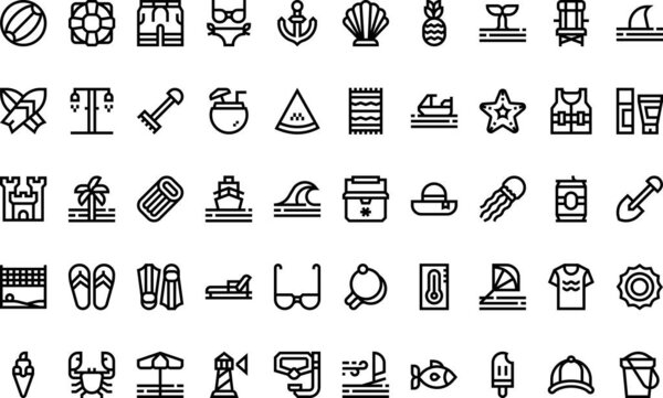 Beach icons High-Quality Vector Icons Collection with Editable Stroke. Ideal for Professional and Creative Projects.