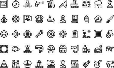 Düzenlenebilir Vuruşlu Sailor simgeleri Yüksek Kaliteli Vektör Simgeleri Koleksiyonu. Profesyonel ve Yaratıcı Projeler için ideal.