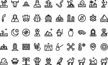 Düzenlenebilir Vuruşlu Çöl Simgeleri Yüksek Kalite Vektör Simgeleri Koleksiyonu. Profesyonel ve Yaratıcı Projeler için ideal.