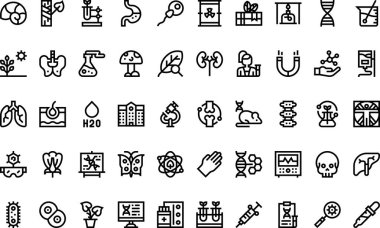 Biyoloji simgeleri: Düzenlenebilir Vuruşlu Yüksek Kalite Vektör Simgeleri Koleksiyonu. Profesyonel ve Yaratıcı Projeler için ideal.