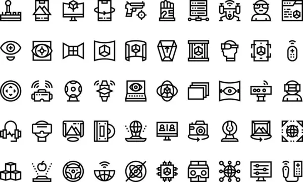 Sanal gerçeklik simgeleri Yüksek Kaliteli Vektör Simgeleri Koleksiyonu ve Düzenlenebilir Vuruşlar. Profesyonel ve Yaratıcı Projeler için ideal