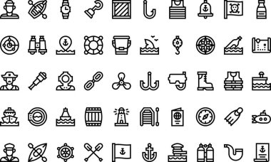 Düzenlenebilir Vuruşlu Sailor simgeleri Yüksek Kaliteli Vektör Simgeleri Koleksiyonu. Profesyonel ve Yaratıcı Projeler için ideal