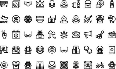 Hippiler Yüksek Kaliteli Vektör Simgeleri Koleksiyonu ile Düzenlenebilir Vuruşlar simgesini simgeler. Profesyonel ve Yaratıcı Projeler için ideal.