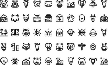 Vahşi Yaşam ikonları Yüksek Kaliteli Vektör Simgeleri Koleksiyonu Düzenlenebilir Vuruşlu. Profesyonel ve Yaratıcı Projeler için ideal.