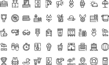 Yüzme havuzu simgesi basit vektör simgesi. Web mobil UI ögesi için resimleme sembolü tasarım şablonu. 