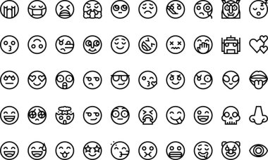 Düzenlenebilir Vuruşlu Emojis simgeleri Yüksek Kaliteli Vektör Simgeleri Koleksiyonu. Profesyonel ve Yaratıcı Projeler için ideal.