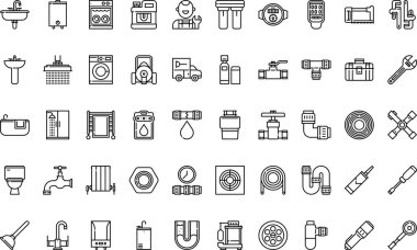 Tesisat araçları ve element simgeleri basit vektör simgesi. Web mobil UI ögesi için resimleme sembolü tasarım şablonu. 