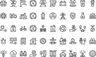 Sürdürülebilir enerji simgeleri Basit vektör simgesi. Web mobil UI ögesi için resimleme sembolü tasarım şablonu. 