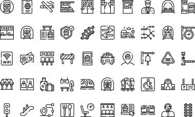 Tren istasyonu simgeleri Basit vektör simgesi. Web mobil UI ögesi için resimleme sembolü tasarım şablonu. 