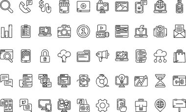 Dijital pazarlama simgeleri basit vektör simgesi. Web mobil UI ögesi için resimleme sembolü tasarım şablonu. 