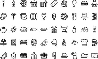 Düzenlenebilir Vuruşlu Bbq parti simgeleri Yüksek Kalite Vektör Simgeleri Koleksiyonu. Profesyonel ve Yaratıcı Projeler için ideal