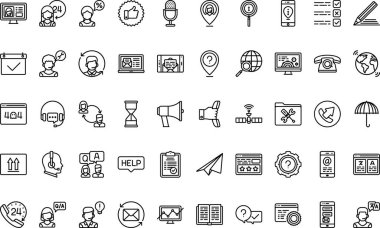 Müşteri hizmetleri simgeleri Düzenlenebilir Vuruşlu Yüksek Kaliteli Vektör Simgeleri Koleksiyonu. Profesyonel ve Yaratıcı Projeler için ideal.