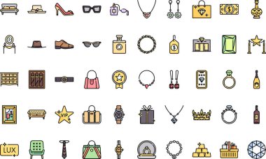 Düzenlenebilir Vuruşla Yüksek Kalite Vektör Simgeleri Koleksiyonu 'nun lüks mağaza simgeleri. Profesyonel ve Yaratıcı Projeler için ideal.