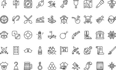 Korsanların simgeleri basit vektör simgesi. Web mobil UI ögesi için resimleme sembolü tasarım şablonu. 